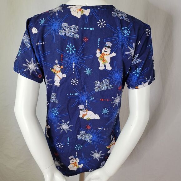 Frosty the Snowman Cotton Short Sleeve Scrub‎ Top Size S - Picture 2 of 5